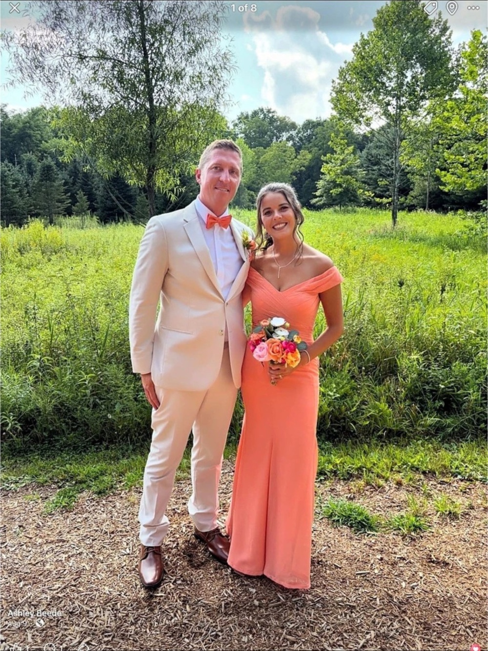 Azazie Lecia Sunset Peach Maxi Dress